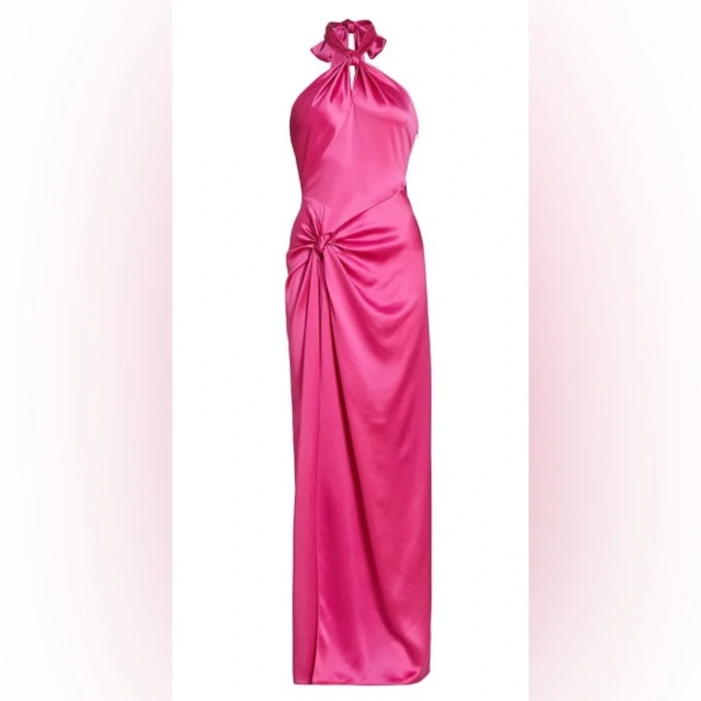 Ronny Kobo Collection Zadena Backless Vibrant Pink Maxi Halter Dress - Picture 5 of 15